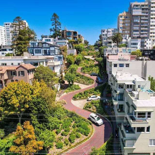 Luftaufnahme der Lombard Street